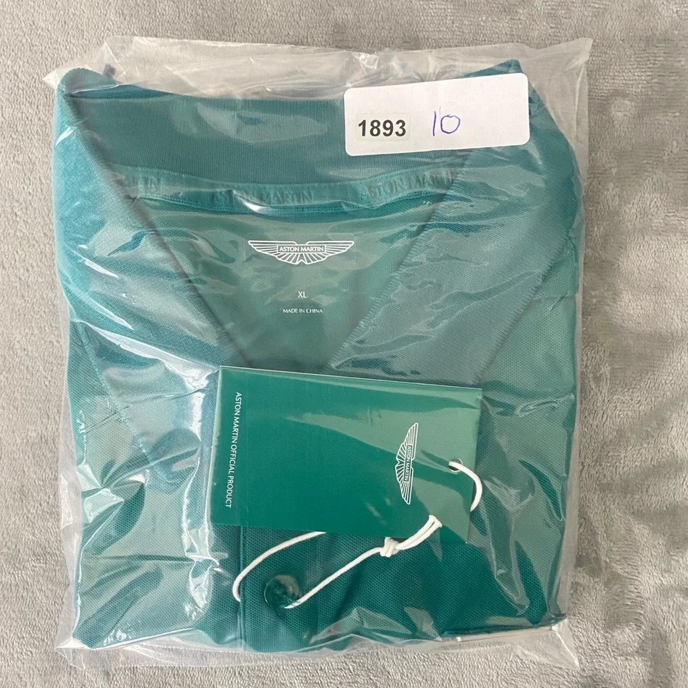 Aston Martin Polo Shirt Mens XL Teal Green Short‎ Sleeve AML23KPO01XL NWT Logo